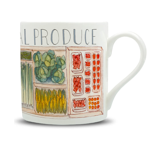 Local Produce Watercolour Large Bone China Mug - 350ml