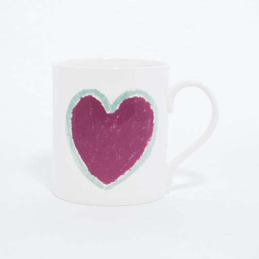 Pink Heart With Turquoise Border Mug