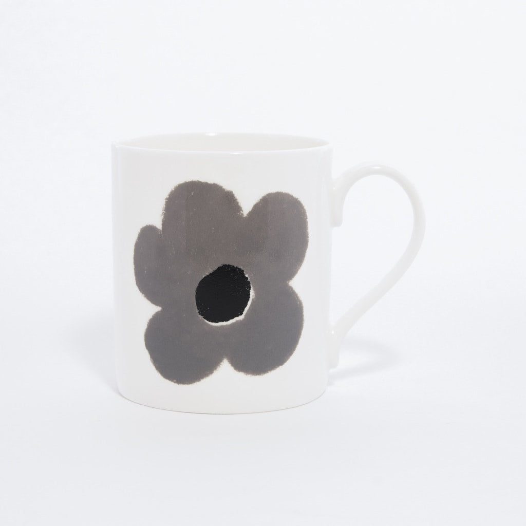 Grey Flower Mug
