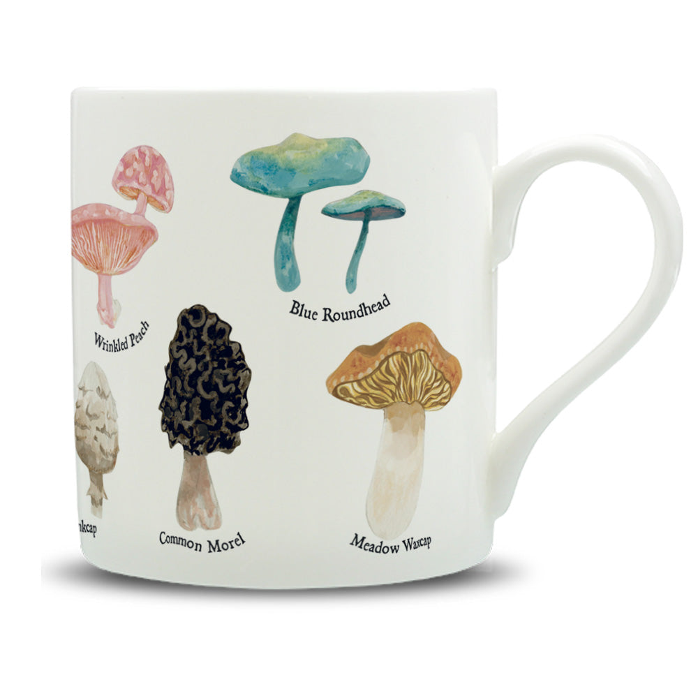 Mushroom Guide Watercolour Large Bone China Mug - 350ml