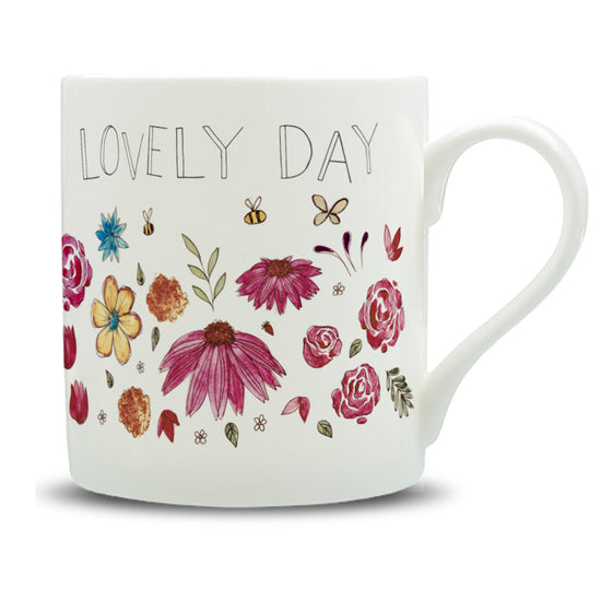 Flower Power Watercolour Large Bone China Mug - 350ml