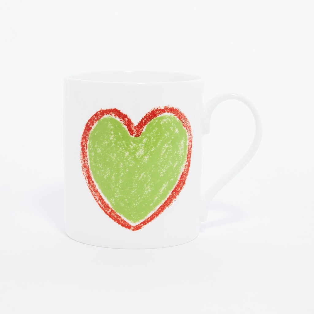 Green Heart With Red Border Mug