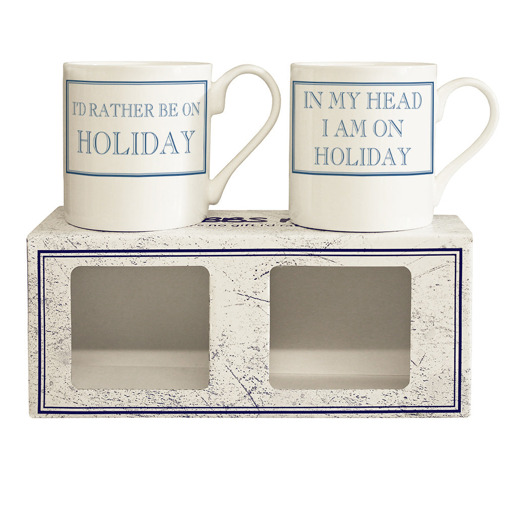 I'd Rather Be On Holiday & In My Head I Am On Holiday 250ml Mug Gift Set - 2 Pack