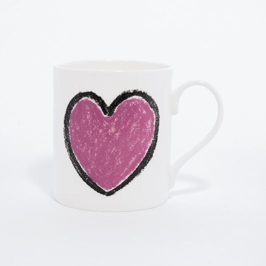 Pink Heart With Black Border Mug
