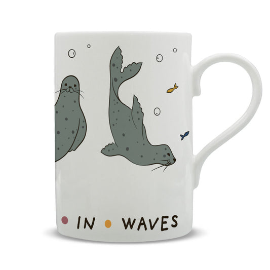 By The Seaside - Seals - Happiness Comes In Waves Tall Mug