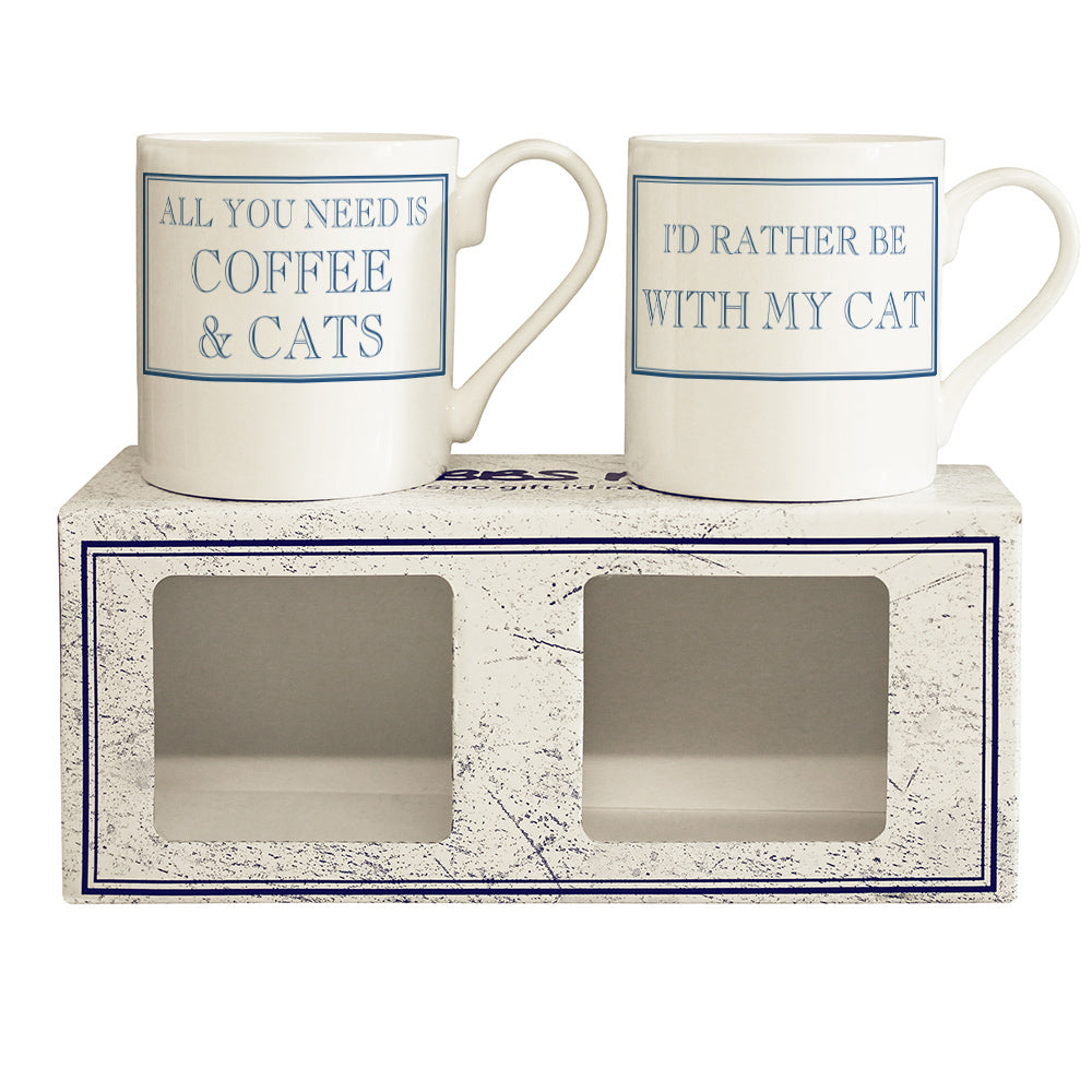 All You Need Is Coffee & Cats & I'd Rather Be With My Cat 250ml Mug Gift Set - 2 Pack